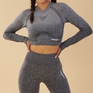 Ombre seamless long sleeve crop top